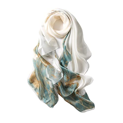 Silk Scarf Women Shawl White Scarf Stain Neckerchief Head Wrap Thin Scarf Ladies Beach Shawl Vintage Bridal Chiffon Scarf Muslim Colorful Cloth Christmas Decorations Scarf Belt Green Shawl von LANKEE