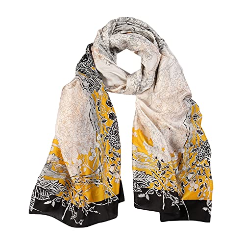 Silk Scarf Women Shawl Yellow Scarf Stain Neckerchief Head Wrap Thin Scarf Ladies Beach Shawl von LANKEE