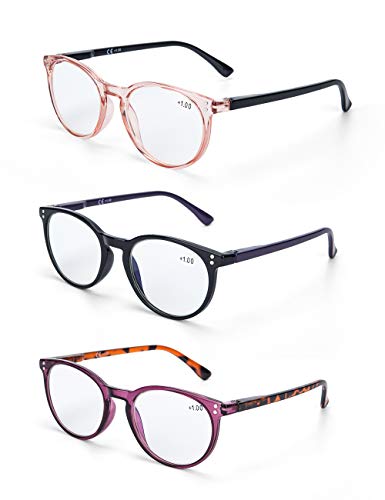 LANLANG L-L005 Blaulichtblockierende Lesebrille 2.0 für Frauen, Anti-Augenanstrengung, 3 Farben, einschließlich 0-3,5 Dioptrien, 3 Stück von LANLANG