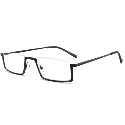 LANLANG Lesebrille 1,0 für herren damen mit schwarzem Metall-Halbrahmen, Federscharnier, 1,0 Dioptrien, ME-003 von LANLANG