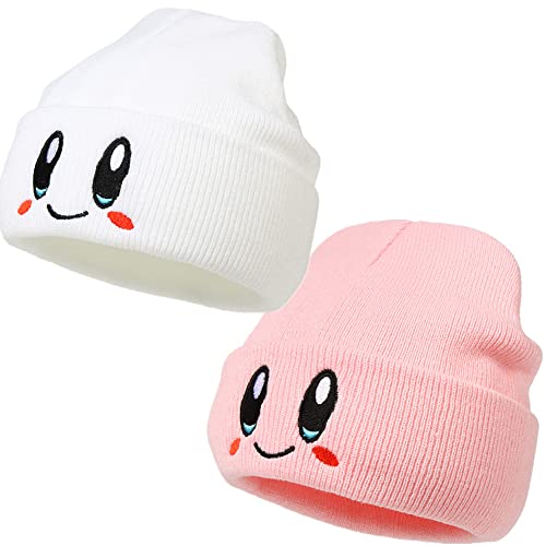 LANLYLGQ 2Stück Beanie Kirby Mütze Wintermütze Unisex Herren Damen Mädchen Jungen Warmmütze Strickmütze von LANLYLGQ