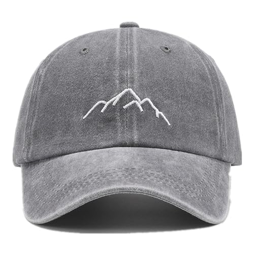 LANLYLGQ Baseball Cap Snapback Baseballkappe Unisex Herren Damen Vintage Stickerei UV Schutz Docker Cap Sonnenhut (Baumwolle, Berg-Grau) von LANLYLGQ