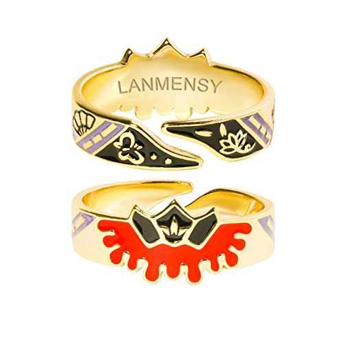 LANMENSY Demon Slayer Ring [Neu] Douma Kimetsu No Yaiba Fashion Anime Style Schmuck 18 Karat vergoldetes Sterlingsilber 925 Hochwertiges größenverstellbares Cosplay-Geschenk (Douma S925+18K Gold Ring) von LANMENSY