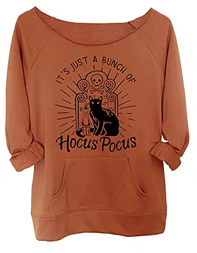 Another Glorious Morning Makes Me Sick Halloween Sweatshirt Tops Frauen Sanderson Sisters Graphic Hoodies T-Shirts, Halloween-Katze - orange, Medium von LANMERTREE