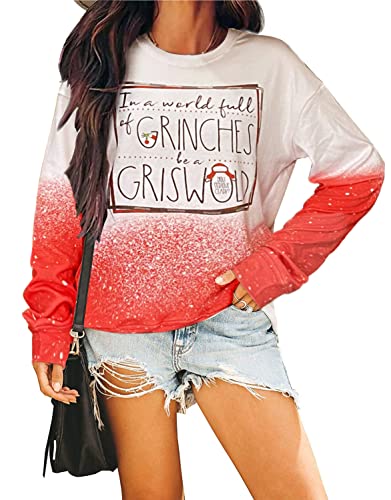 In A World Full of Be a Griswold Sweatshirt Shirts für Frauen Lustige Weihnachten Grafik Rundhalsausschnitt Sweatshirt Pullover Tops, rot, Large von LANMERTREE