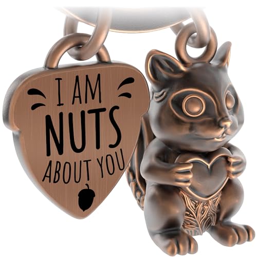 LANOLU Schlüsselanhänger Eichhörnchen Nussknacker, Glücksbringer Schlüsselanhänger Partner und für beste Freundin, Paar Geschenk Freund aus Metall von LANOLU