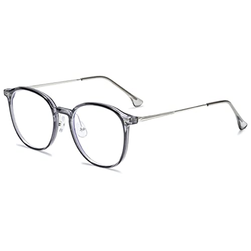 Lanomi Blaulichtfilter Brille Herren Damen Computerbrille leicht Rahmen Mode Runde Anti Blaulicht Leser Gaming Brillen(Grau) von Lanomi