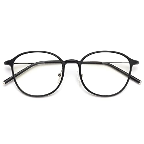 Lanomi Damen Blaulichtfilter Brille Ohne Stärke Rund TR90 Dünner Rahmen UV400 Schutz Herren Computerbrille Retro Anti Blaulicht Brillenfassung (Mattes Schwarz) von Lanomi