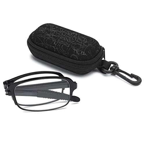 Lanomi Faltbare Lesebrille Herren Damen Mini Kompakte Klappbare Lesehilfe Leicht TR90 Anti Blaulicht Brillen Stärke mit Etui Schwarz 2.5 von Lanomi