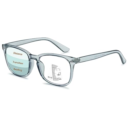 Lanomi Gleitsichtbrille Damen Herren Progressive Multifokale Lesebrille Blaulichtfilter Rechteck Lesehilfe Sehhilfe Gleitsichtlesebrille Blaugrau 1.0 von Lanomi