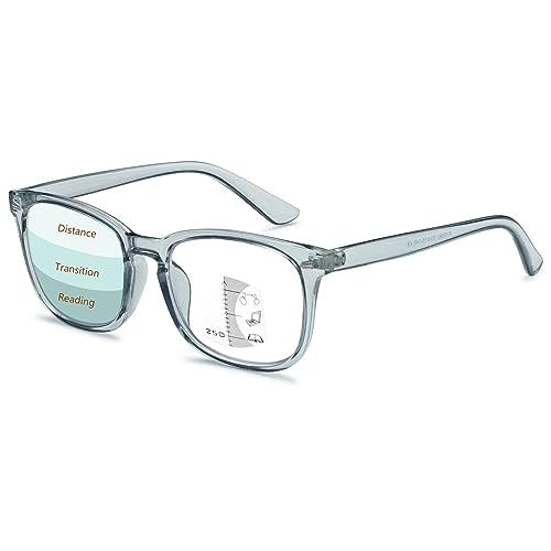 Lanomi Gleitsichtbrille Damen Herren Progressive Multifokale Lesebrille Blaulichtfilter Rechteck Lesehilfe Sehhilfe Gleitsichtlesebrille Blaugrau 2.0 von Lanomi