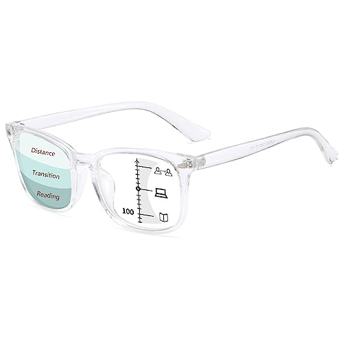 Lanomi Gleitsichtbrille Damen Herren Progressive Multifokale Lesebrille Blaulichtfilter Rechteck Lesehilfe Sehhilfe Gleitsichtlesebrille Durchsichtig 3.0 von Lanomi