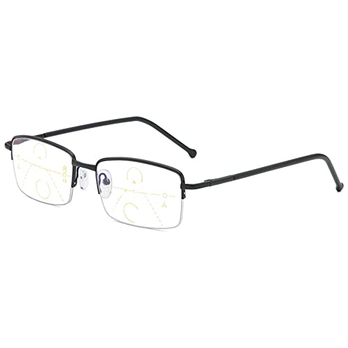 LANOMI Gleitsichtbrille Lesebrille Blaulichtfilter Metall Halbrahmen Progressives Multifokal Brille Damen Herren Rechteck UV400 Schutz Lesehilfe 1.0 1.5 2.0 2.5 3.0 3.5 4.0 Schwarz 1.0 von LANOMI