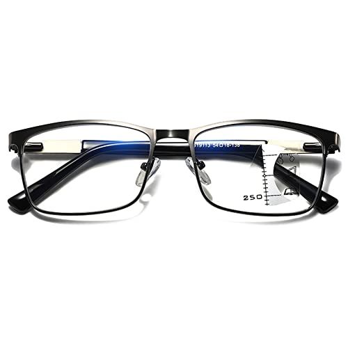 Lanomi Gleitsichtbrille Metallisch Progressive Multifokale Lesebrille Rechteck Vollrahmen Blaulichtfilter Lesehilfe Sehhilfe Damen Herren Computer Brille 1.0 1.5 2.0 2.5 3.0 3.5 4.0 Waffenfarbe 1.0 von Lanomi