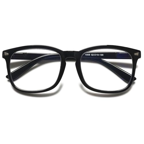 Lanomi Rechteck Lesebrille mit Blaulichtfilter Mode Brille 0 bis 3,5 - Damen Herren Lesehilfe Anti Blaulicht Sehhilfe mit Federscharnier Schwarz Rahmen Brille 1.75 von Lanomi