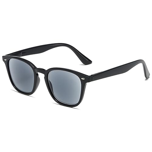 LANOMI Lesebrille Herren Damen Groß Grau Schwarz Sonnen Leser Lesehilfe UV400 Schutz Sehhilfe Sonnenbrille mit sehstärke Schwarz 4.0 von LANOMI