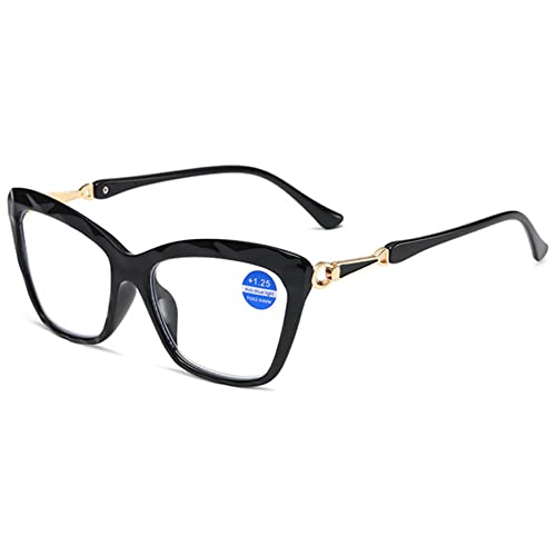 LANOMI Lesebrille Katzenauge Damen Herren Blaulichtfilter Lesehilfe Kunststoff Computerbrille Mode UV400 Schutz Brillen Schwarz 1.75 von LANOMI