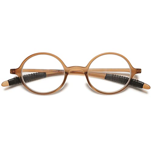 Lanomi Lesebrillen Herren Damen Retro Runde Sehhilfe Lesehilfe Leicht Vollrandbrille Nerd Brillen 1,0 1,25 1,5 1,75 2,0 2,25 2,5 2,75 3,0 3,5 4,0 (Braun, 1.5) von Lanomi