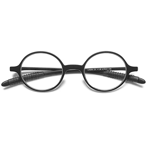 Lanomi Lesebrillen Herren Damen Retro Runde Sehhilfe Lesehilfe Leicht Vollrandbrille Nerd Brillen 1,0 1,25 1,5 1,75 2,0 2,25 2,5 2,75 3,0 3,5 4,0 (Matt Schwarz, 1.0) von Lanomi