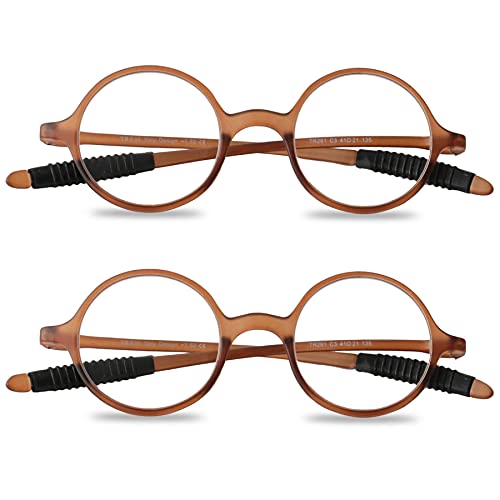 Lanomi Lesebrillen Herren Damen Retro Runde Sehhilfe Lesehilfe Leicht Vollrandbrille Nerd Brillen 1,0 1,25 1,5 1,75 2,0 2,25 2,5 2,75 3,0 3,5 4,0 2 Stück Braun 1.0 von Lanomi