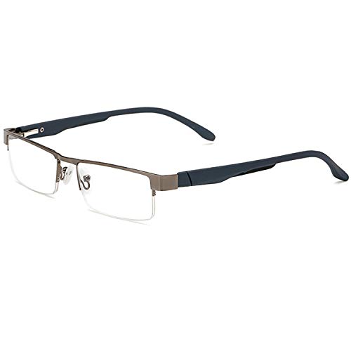 Twinkleyes Lesebrillen Metall Sehhilfe Augenoptik Halbrand Halbrandbrille Brille Lesehilfe für Damen Herren von 1.0 1.5 2.0 2.5 3.0 3.5 4.0 (Grau, 1.5) von Twinkleyes