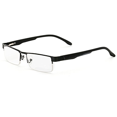 Twinkleyes Lesebrillen Metall Sehhilfe Augenoptik Halbrand Halbrandbrille Brille Lesehilfe für Damen Herren von 1.0 1.5 2.0 2.5 3.0 3.5 4.0 (Schwarz, 1.0) von Twinkleyes