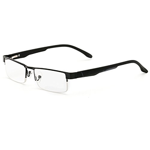 Twinkleyes Lesebrillen Metall Sehhilfe Augenoptik Halbrand Halbrandbrille Brille Lesehilfe für Damen Herren von 1.0 1.5 2.0 2.5 3.0 3.5 4.0 (Schwarz, 1.5) von Twinkleyes