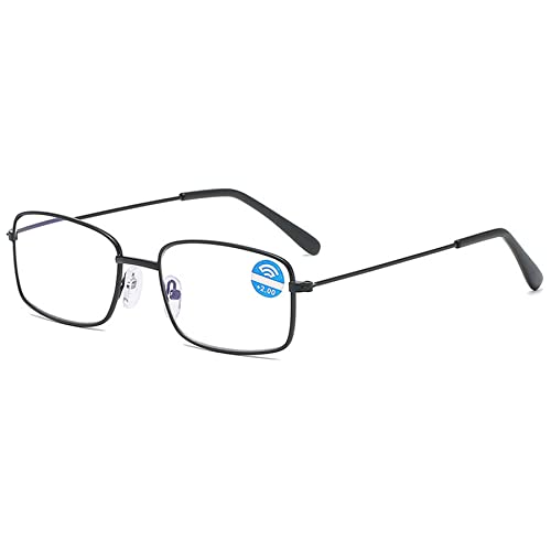 Lanomi Metall Lesebrille Blaulichtfilter Rechteck Dünn Rahmen UV400 Schutz Lesehilfe Sehhilfe Leicht Computer Anti Rays Brillen für Herren und Damen Schwarz 1.0 von Lanomi