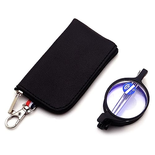 Lanomi Mini Lesebrille Rund Damen Herren Blaulichtfilter Lesehilfe Kompakte Faltbar Sehhilfe Klein Brille mit Pocket Etui Schwarz 3.0 von Lanomi