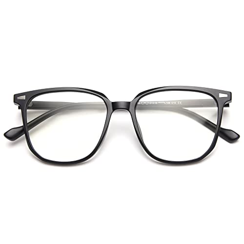 Lanomi Mode Blaulichtfilter Brille Herren Damen Licht TR90 Großer Rahmen Anti Blaulicht Computer Brillen ohne Stärke (Mattes schwarz) von Lanomi