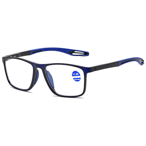 Lanomi Mode Blaulichtfilter Kurzsichtige Brille Rechteckig Flexibel Leichte UV400 Schutz Outdoor Myopia Brillen für Damen Herren Blau Rahmen Blau Arm -2.5 von Lanomi