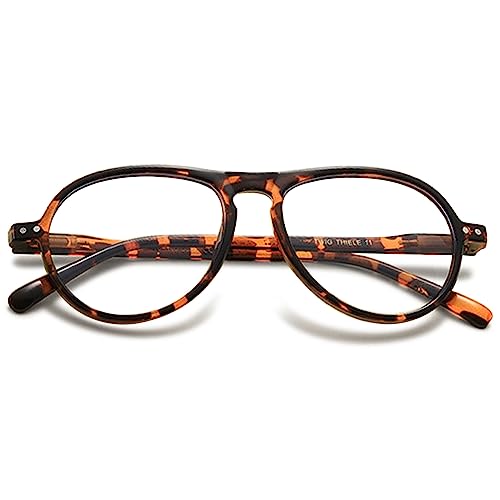 LANOMI Mode Lesebrille Blaulichtfilter Damen Herren Piloten Krötenspiegel Lesehilfe Sehhilfe Federscharniere Kunststoff Leopardenmuster Anti Müdigkeit Brille mit Stärke Leopard 0 von LANOMI