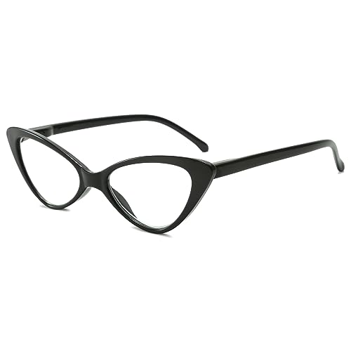 Lanomi Mode Lesebrille Damen Katzenauge Brille Klein Vintage Kunststoff Sehhilfe Leicht Lesehilfe Schwarz 3.5 von Lanomi