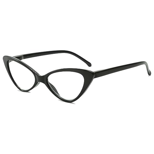 Lanomi Mode Lesebrille Damen Katzenauge Brille Klein Vintage Kunststoff Sehhilfe Leicht Lesehilfe Schwarz 4.0 von Lanomi