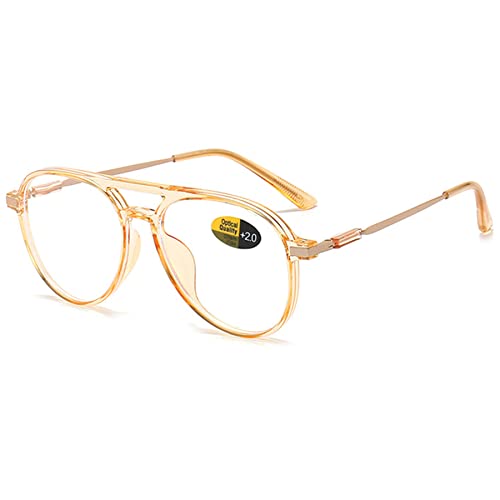 Lanomi Mode Pilot Lesebrille Blaulichtfilter Herren Damen Kunststoff Vollrahmen Lesehilfe Metallbügel UV400 Schutz Brille mit sehstärke Klar Orange 1.5 von Lanomi