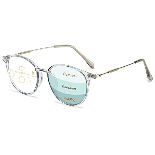 Lanomi Progressive Multifokale Lesebrille Blaulichtfilter Damen Herren Rund Gleitsichtbrille Lesehilfe Sehhilfe UV400 Schutz Brille mit Stärke Grau(Multifokale) 2.5 von Lanomi