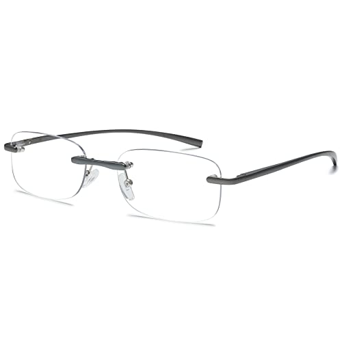 Lanomi Rahmenlose Lesebrille Damen Herren Blaulichtfilter Rechteckig Lesehilfe Ultraleicht Randlose Anti Blaulicht Computer Brille 1.0 1.5 2.0 2.5 3.0 3.5 4.0 Grau 1.5 von Lanomi