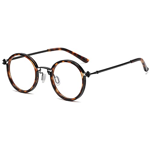 Lanomi Retro Sehr Rund Blaulichtfilter Brille Ohne Sehstärke Vintage Nerdbrille Metall Voller Rahmen Anti Blau Computerbrille für Damen Herren Schildpatt von Lanomi