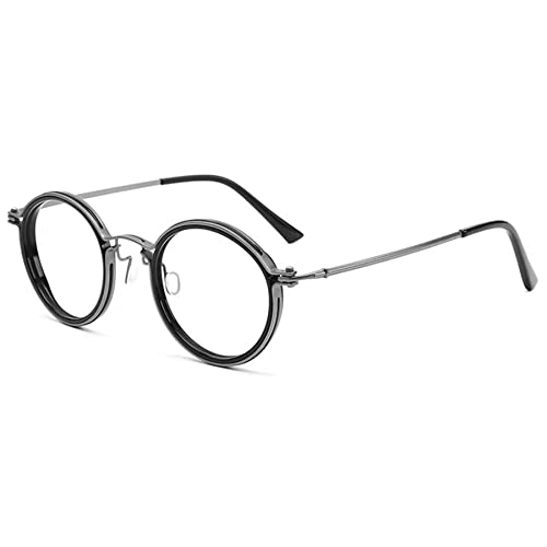 Lanomi Retro Sehr Rund Blaulichtfilter Brille Ohne Sehstärke Vintage Nerdbrille Metall Voller Rahmen Anti Blau Computerbrille für Damen Herren Waffenfarbe Rahmen Schwarz Linsenrand von Lanomi