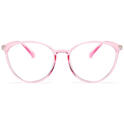 LANOMI Runden Lesebrille Blaulichtfilter Damen Herren Licht TR90 Rahmen Computer Lesehilfe Mode Cateye Brille mit Stärke Rosa 2.0 von LANOMI