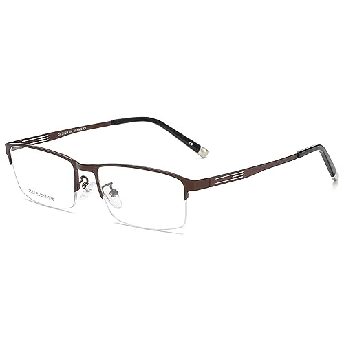 LANOMI Selbsttönende Computerbrille Blaulichtfilter Photochromic Brille für Herren Damen UV Schutz Metall Halbrahmen Rechteck Brillenfassungen Ohne Stärke Braun (Blaulichtfilter) von LANOMI