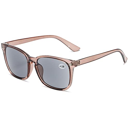 LANOMI Vintage Blaulichtfilter Lesebrille Sonnenbrille Kunststoff Damen Herren Outdoor UV400 Schutz Sehhilfe PC Computer Brille mit Grau Braun Gläser Dunkel Braun Rahmen Grau Linsen 1.0 von LANOMI