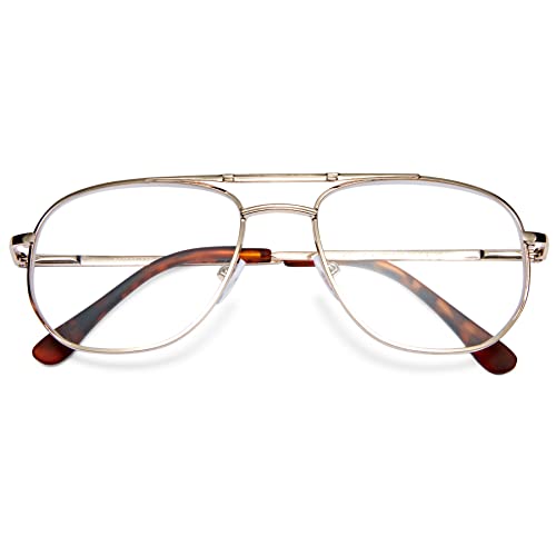 Lanomi Blaulichtfilter Pilot Lesebrille Herren Damen Metallgestell Klassische Sehhilfe Lesehilfe fliegerbrille 1.0 1.5 2.0 2.5 3.0 3.5 4.0 Gold 4.0 von Lanomi