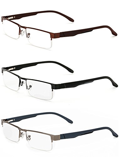 Twinkleyes Lesebrillen Metall Sehhilfe Augenoptik Halbrand Halbrandbrille Brille Lesehilfe für Damen Herren von 1.0 1.5 2.0 2.5 3.0 3.5 4.0 (3 Farben Set, 1.0) von Twinkleyes