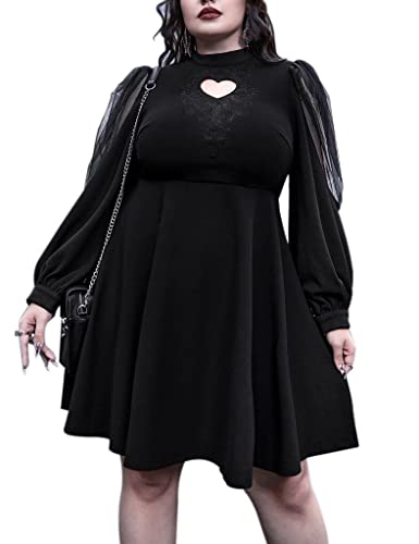 LANSHULAN Plus Size Gothic Style Kleid, Schlüsselloch-Ausschnitt, X-Large Mehr von LANSHULAN