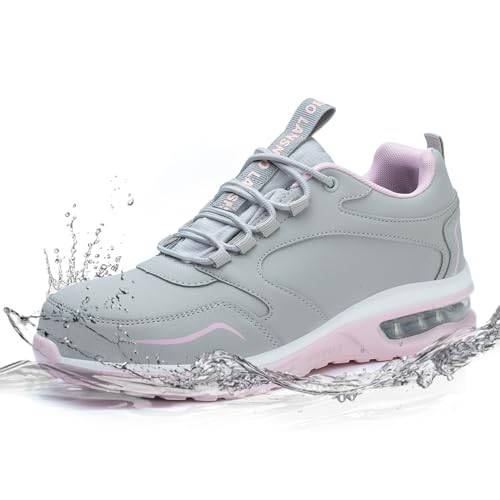 LANSNBO Wasserdichte Stahlkappenschuhe für Damen, rutschfest, pannensicher, Sicherheits-Arbeitssneaker, bequem, leicht, modische Schuhe für Industrie, Bau und Gastronomie, Grau/Rosa, 38.5 EU LANSNBO Wasserdichte Stahlkappenschuhe für Damen, rutschfest, pannensicher, Sicherheits-Arbeitssneaker, bequem, leicht, modische Schuhe für Industrie, Bau und Gastronomie, Grau/Rosa, 38.5 EU von LANSNBO
