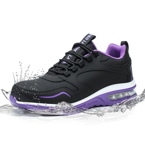 LANSNBO Wasserdichte Stahlkappenschuhe für Damen, rutschfest, pannensicher, Sicherheits-Arbeitssneaker, bequem, leicht, modische Schuhe für Industrie, Bau und Gastronomie, Schwarz, Lila, 35.5 EU LANSNBO Wasserdichte Stahlkappenschuhe für Damen, rutschfest, pannensicher, Sicherheits-Arbeitssneaker, bequem, leicht, modische Schuhe für Industrie, Bau und Gastronomie, Schwarz, Lila, 35.5 EU von LANSNBO