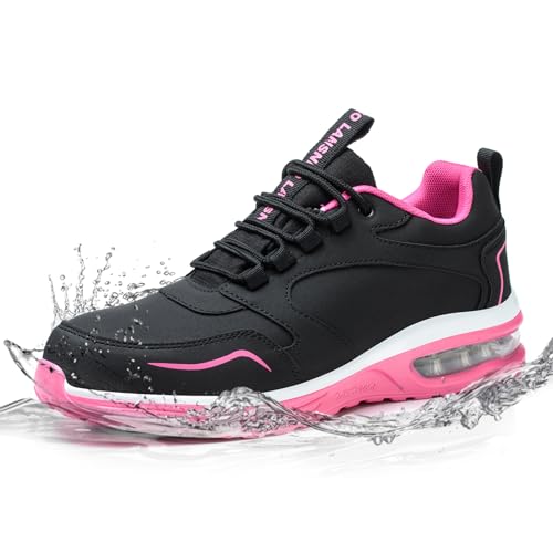 LANSNBO Wasserdichte Stahlkappenschuhe für Damen, rutschfest, pannensicher, Sicherheits-Arbeitssneaker, bequem, leicht, modische Schuhe für Industrie, Bau und Gastronomie, Schwarz, Rot, 42 EU LANSNBO Wasserdichte Stahlkappenschuhe für Damen, rutschfest, pannensicher, Sicherheits-Arbeitssneaker, bequem, leicht, modische Schuhe für Industrie, Bau und Gastronomie, Schwarz, Rot, 42 EU von LANSNBO