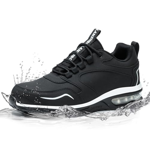 LANSNBO Wasserdichte Stahlkappenschuhe für Damen, rutschfest, pannensicher, Sicherheits-Arbeitssneaker, bequem, leicht, modische Schuhe für Industrie, Bau und Gastronomie, schwarz, weiß, 39 EU Weit LANSNBO Wasserdichte Stahlkappenschuhe für Damen, rutschfest, pannensicher, Sicherheits-Arbeitssneaker, bequem, leicht, modische Schuhe für Industrie, Bau und Gastronomie, schwarz, weiß, 39 EU Weit von LANSNBO