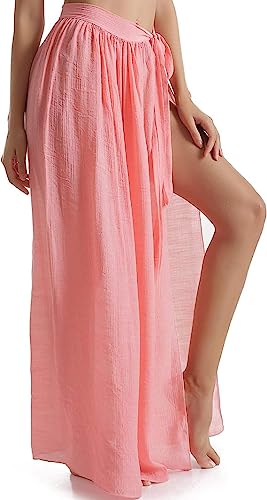 LANTING Damen Sarong Pareo Swimsuit Wrap Chiffon Cover Up Sommer Wrap Sarong Strand Badeanzug Wickelröcke Schwarz Weiß (Rosa) von LANTING